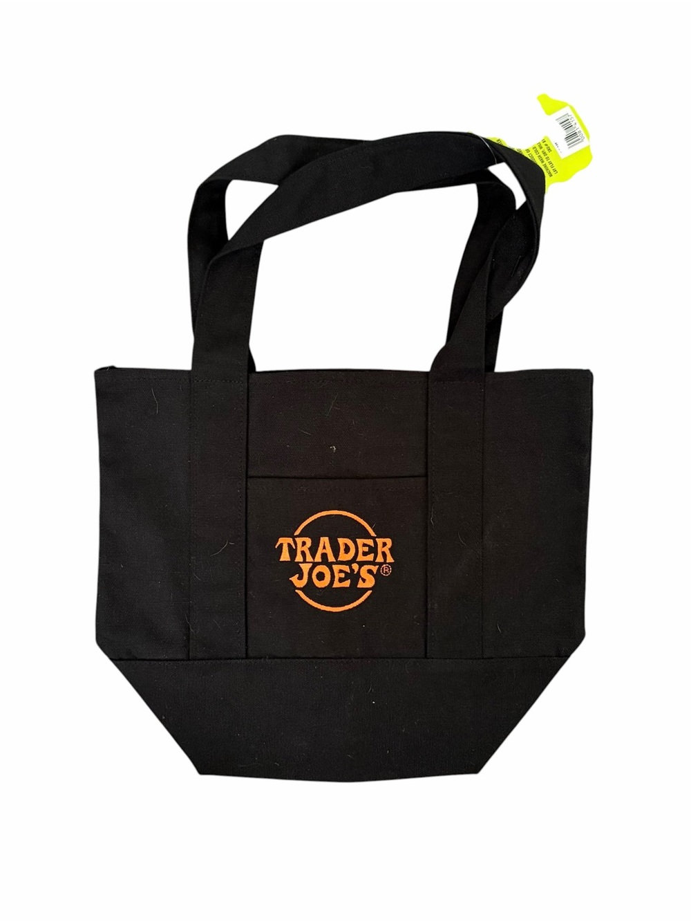 NEW Trader Joe’s Black Canvas Tote Bag with Orange Logo